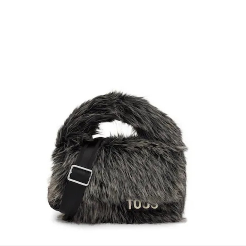 Faux Fur Handbag with Black Strap